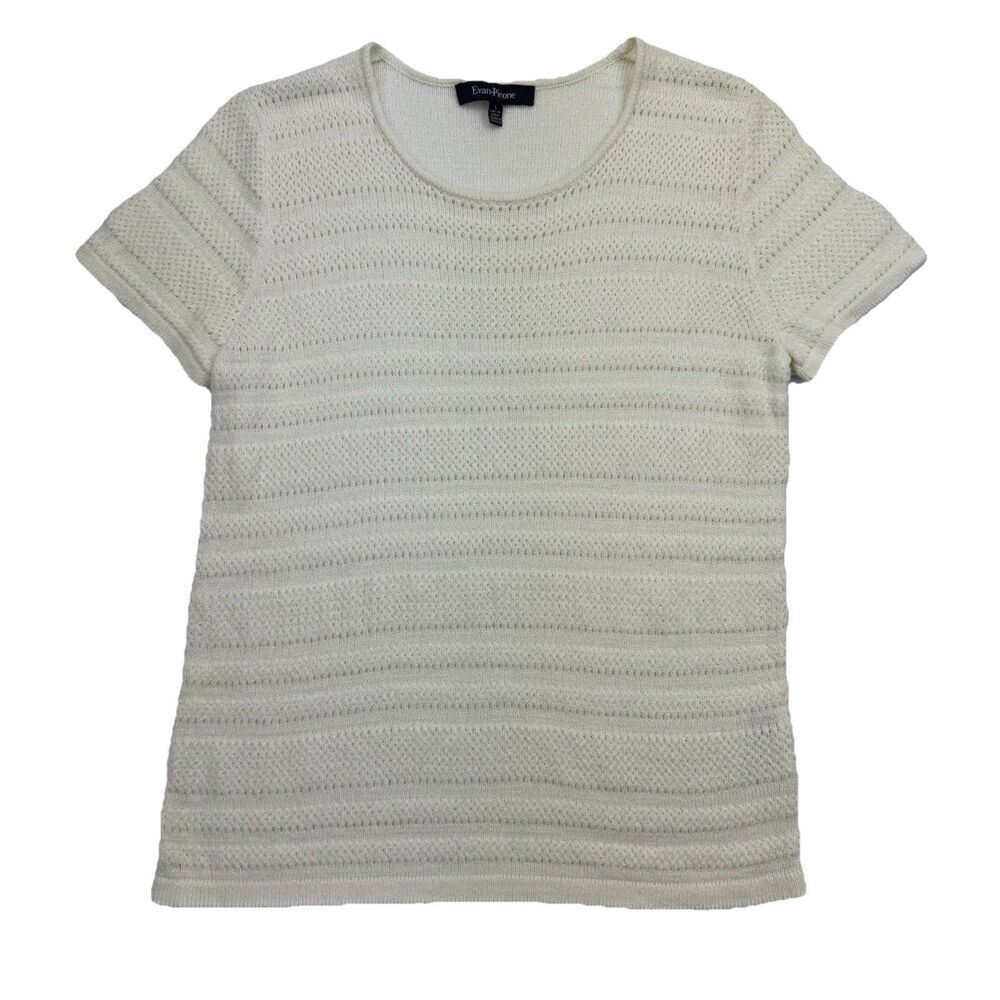 Evan-Picone Knit Short Sleeve Top Size Large Acrylic Nylon